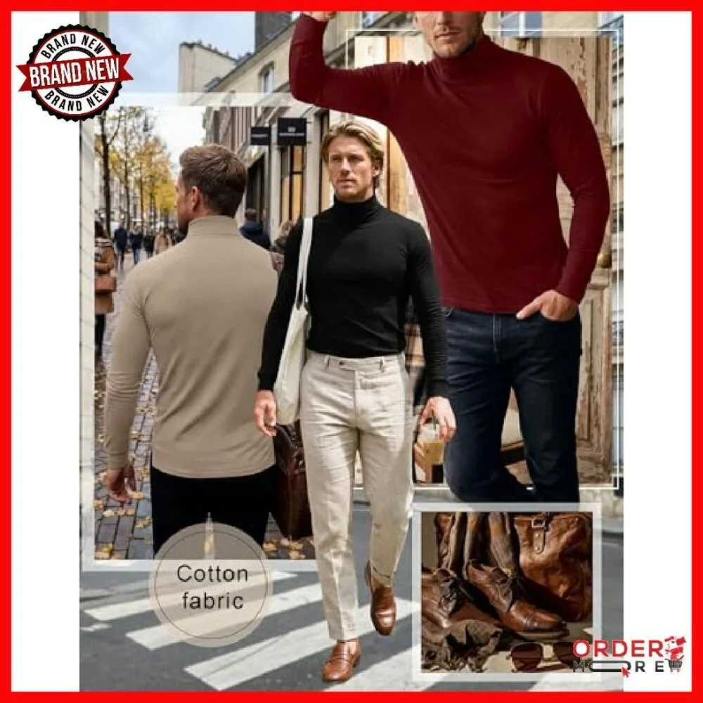 Men's Thermal Turtleneck 3-Pack Slim Fit Long Sleeve Knitted Pullover